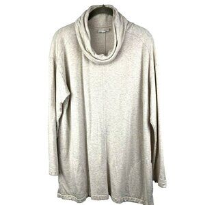 Pure J. Jill Women Sweatshirt Large P Beige Tunic Cowl Neck Long Sleeve Minimal